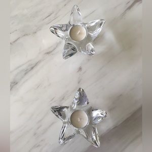 Orrefors Crystal Candle Holder Set of 2